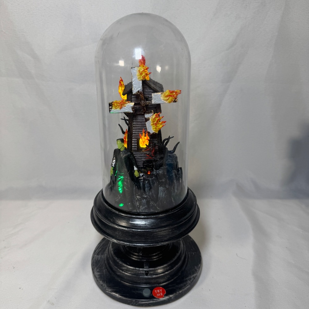 Gemmy Universal Studios Frankenstein Burning Windmill Animated Cloche 74881